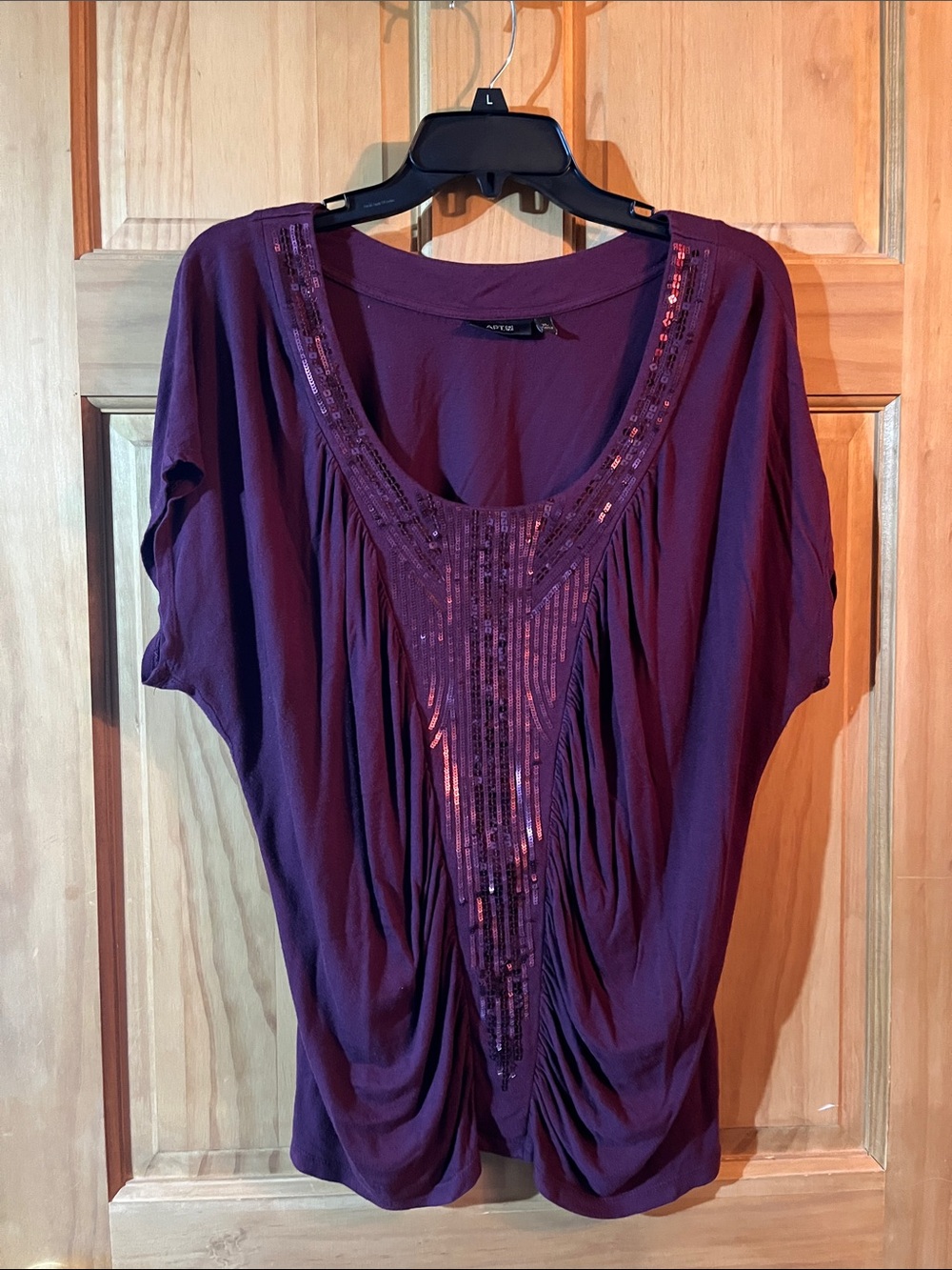 Apt. 9 Deep Burgundy Sequin-Front Scoop Neck Top